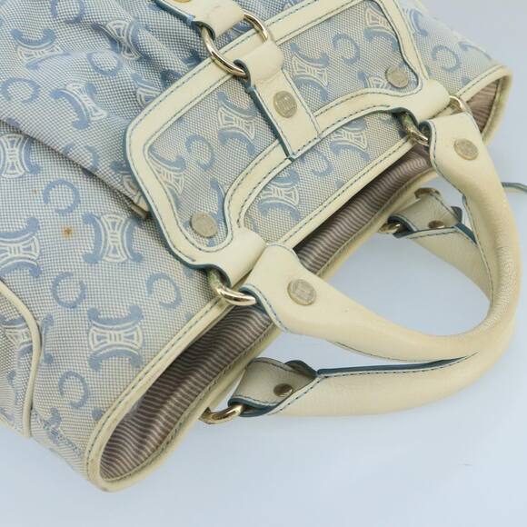 CELINE C Macadam Canvas Hand Bag Light Blue - Picture 6 of 13
